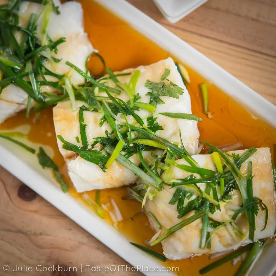 Cantonese Steamed Fish with Ginger, Cilantro & Green Onions