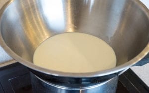Cream in a double boiler
