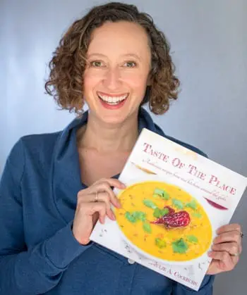 Julie Cockburn with the Taste Of The Place cookbook