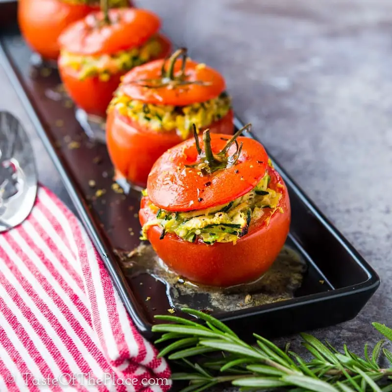 Zucchini Stuffed Tomatoes from the Taste Of The Place cookbook at TasteOfThePlace.com