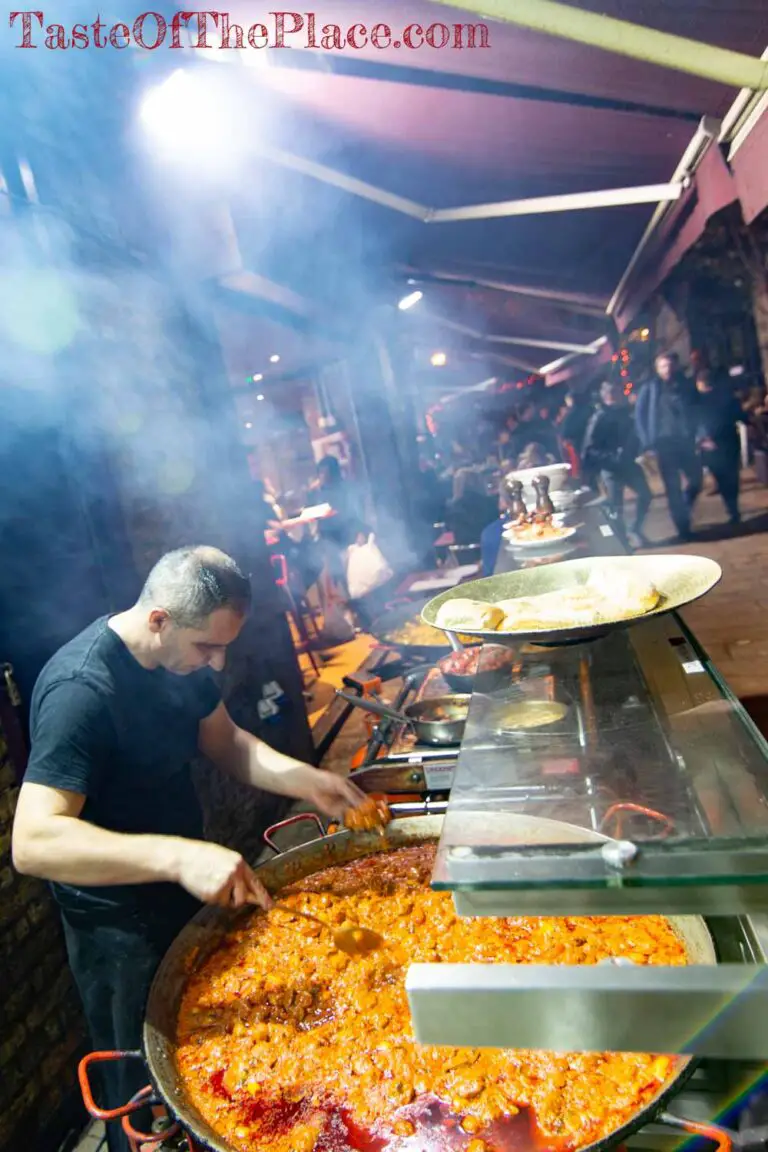 Street vendor making paella in London
