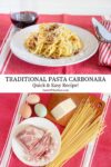 Pasta Carbonara with ingredients